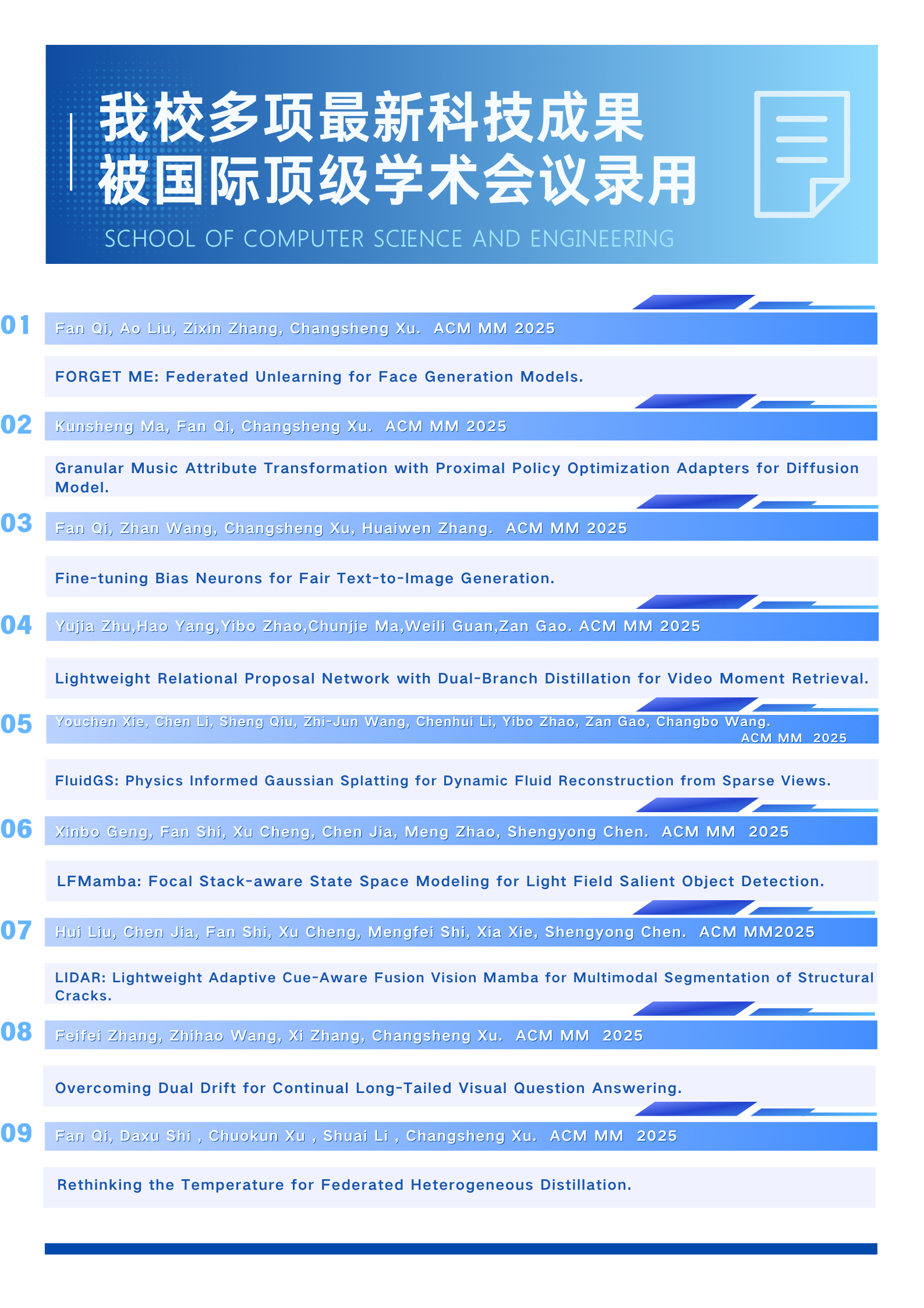 学校多项最新研究成果被国际顶级学术会议ACM MM、ICCV和ICML录用